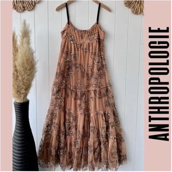 Anthropologie Maeve Sequined Tulle Maxi Dress - Picture 6 of 11